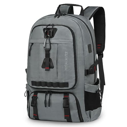 Travel Backpack 45L TSA Approved Carry on Backpack with Shoe Compartment & Wet/Dry Separation, Laptop Bag Fits 18.4 Inch Computer, Water Resistant Backpack for Men Women, Grey - color: Expandable Grey