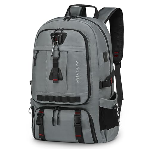 Travel Backpack 45L TSA Approved Carry on Backpack with Shoe Compartment & Wet/Dry Separation, Laptop Bag Fits 18.4 Inch Computer, Water Resistant Backpack for Men Women, Grey - color: Expandable Grey