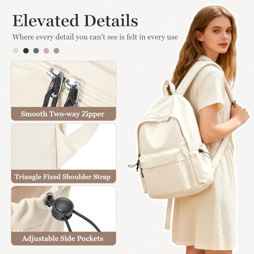Middle School Backpack For Men Women Simple Backpack For College Students Aesthetic High School Bag Waterproof Bookbag For Teens Girls Boys（Beige） - color: A3-beige