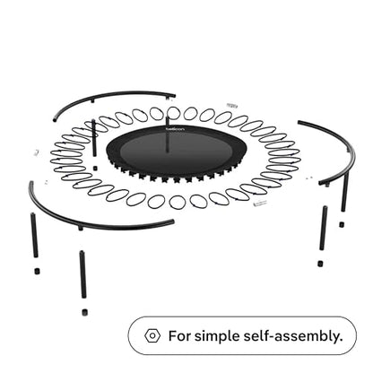 bellicon Mini Trampoline 39'' (Beige) | Bungee Suspension up to 260 lbs | Indoor Fitness Rebounder for Adults | Foldable Legs