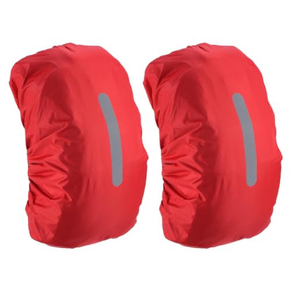 M METERXITY 2 Pack Backpack Rain Cover - Waterproof Lightweight Cover with Vertical Reflective Strap, Apply to Cycling/Hiking/Mountain Climbing (15-25L, XS, Red)
