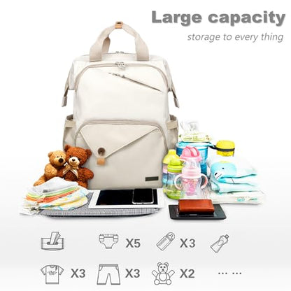 Hap Tim Baby Diaper Bag for Boys Girls, Large Backpack Diaper Bags with Double Compartments, Baby Registry Search Shower Gifts Stuff Newborn Must Haves（7340-KK） - color: Khaki