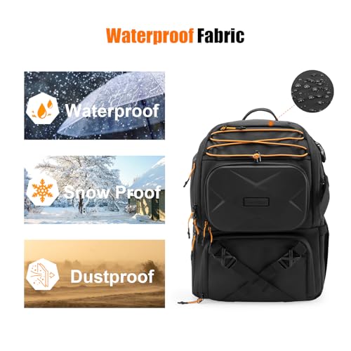 Cwatcun Camera Backpack Professional DSLR/SLR/Mirrorless, Waterproof Hardshell Case Large Camera Bag Outdoor Hiking Travel Multifunction Photography Backpack with Tripod Holder&Laptop Compartment 2.0