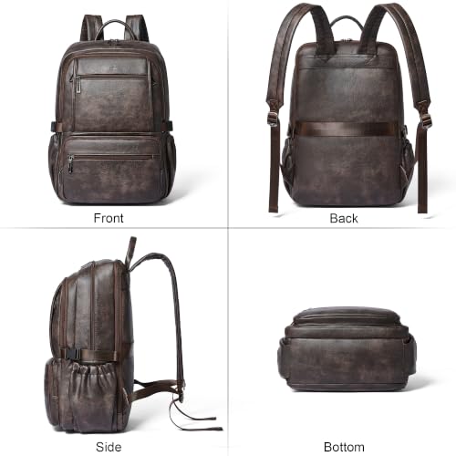 Shrrie 17 Inch Laptop Backpack Purse for Women with Giant Tumbler Holders | Vegan Leather Backpack with Large Water Bottle Pocket,Work Travel Business College Teacher Nurse,35L Large Capaity - color: Coffee
