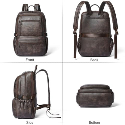 Shrrie 17 Inch Laptop Backpack Purse for Women with Giant Tumbler Holders | Vegan Leather Backpack with Large Water Bottle Pocket,Work Travel Business College Teacher Nurse,35L Large Capaity - color: Coffee