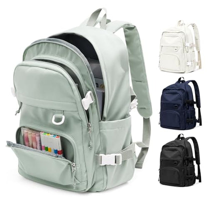Lightweight Backpack for College & High School Backpack With Lots of Pockets Cute School Bag for Girls Boys, Large Capacity Bookbag for Women Men, Waterproof Teens Casual Daypack Backpack(Green) - color: Green