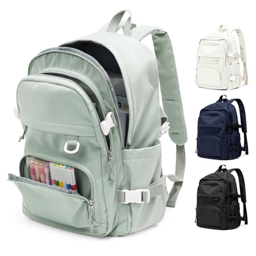 Lightweight Backpack for College & High School Backpack With Lots of Pockets Cute School Bag for Girls Boys, Large Capacity Bookbag for Women Men, Waterproof Teens Casual Daypack Backpack(Green) - color: Green