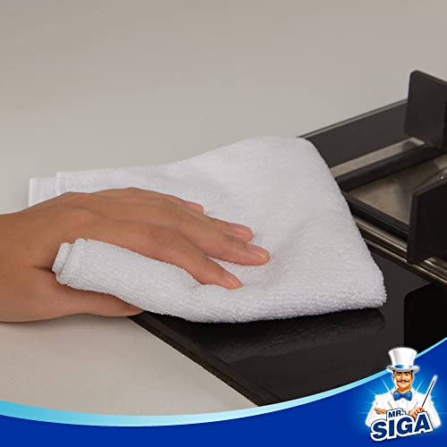 MR.SIGA Microfiber Cleaning Cloth, All-Purpose Microfiber Towels, Streak Free Cleaning Rags, Pack of 12, White, Size 32 x 32 cm(12.6 x 12.6 inch) - color: White