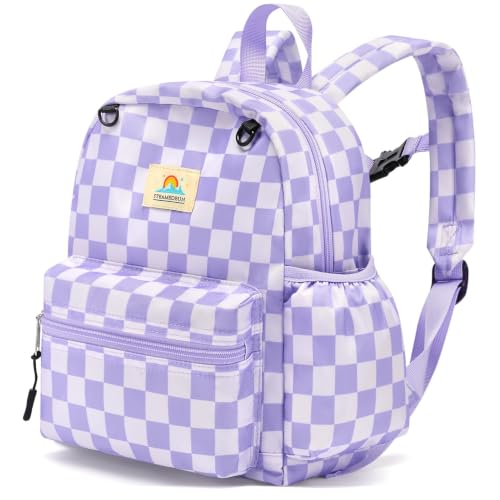 STEAMEDBUN Toddler Backpack Boys Girls 2-4, Preschool Daycare Backpack -12inch - color: Light Purple Checkerboard, size: Mini-12"H(not fit folder)
