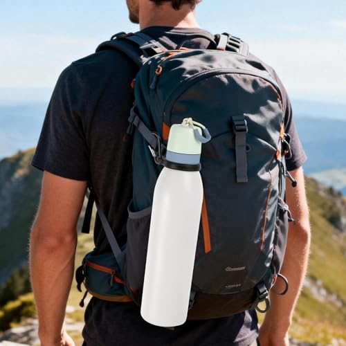 Water Bottle Clip with Carabiner, Compatible with Owala Freesip Twist 18oz/24oz, Durable Silicone Small Mouth Secure Hanging Water Bottle Holder Handle for Outdoor Hiking, Climbing, Camping - color: Black Clip