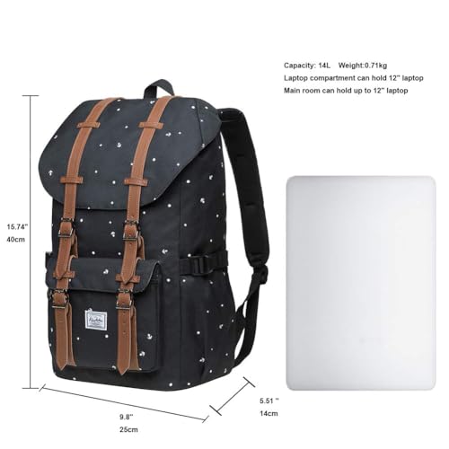 KAUKKO Laptop Outdoor Backpack Traveling Daypack Hiking Rucksack Large Capacity Bag Fits 15.6"(5-13-BLACK) - color: P13-black