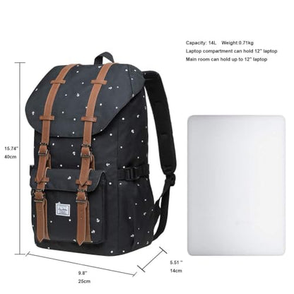 KAUKKO Laptop Outdoor Backpack Traveling Daypack Hiking Rucksack Large Capacity Bag Fits 15.6"(5-13-BLACK) - color: P13-black