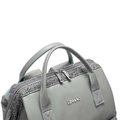 Kinmac Wide Open Style Laptop Backpack for Laptop Up to 15.6 Inch Men Women Travel Outdoor Backpack (Paisley Grey PU) - color: Paisley Grey Pu
