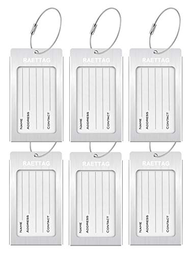 Luggage Tags Metal Suitcase Tags Travel Bag ID Identifier Luggage Tag (Silver 6-Pack) - color: Silver 6-pack