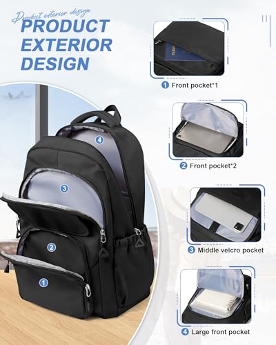 School Backpack for Women Men, Water Resistant Backpacks for Girls 15.6 Laptop Multifunction Casual Daypack, Basic College Backpack School Bookbag Mochilas Escolares para Niñas, Black - color: B-black