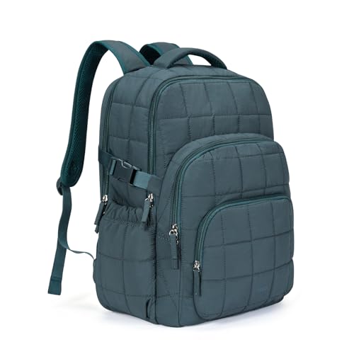 CLUCI 17.3 Inch Laptop Backpack for Women, Anti Theft Travel Backpack, Puffer Quilted Work Backpack, Water Resistant College Bookbag, Carry on backpack with RFID(Green) - color: Blue