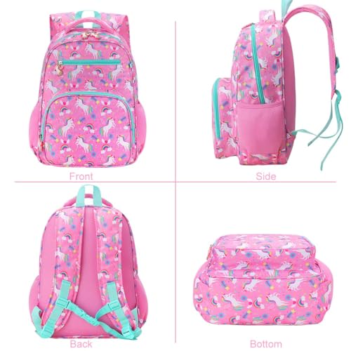 RHCPFOVR Kids Backpack for Girls - Girls Backpack 3-8 Ages Unicorn for Kids 15 Inch School Bookbag for Kindergarten Elementary School Bookbag for Girl 1st 2nd Grade - style: Pink Unicorn