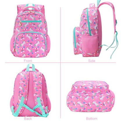 RHCPFOVR Kids Backpack for Girls - Girls Backpack 3-8 Ages Unicorn for Kids 15 Inch School Bookbag for Kindergarten Elementary School Bookbag for Girl 1st 2nd Grade - style: Pink Unicorn