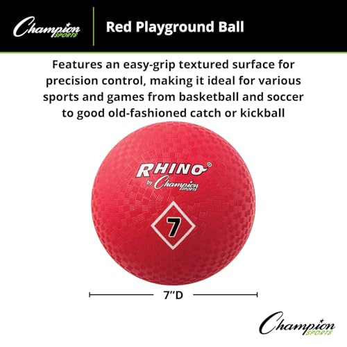 Champion Sports Playground Ball – Durable High-Bounce Ball, Sizes 5", 6", 7", 10", 13" & 16" for Gym, Recess & Play - style: 7" Diameter