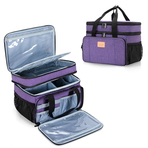 LUXJA 2 Layers Medicine Bag with Detachable Divider, Pill Bottle Organizer Suitable for Home or Travel Use, Purple - color: Purple