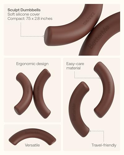 BetterMe Sculpt Dumbbells – 2.2 lb Pair Neoprene Hand Weights – Non-Slip Soft Grip Free Weights for Women – Compact Pilates, Barre & Home Workout Dumbbells - color: Chocolate Brown