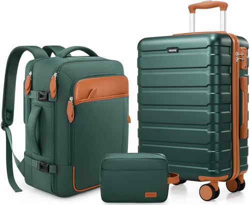 Carry on Luggage, Suitcase Set 3Piece with Backpack YKK zippers - color: Army Green
