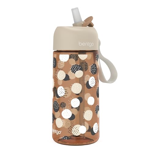 Bentgo Kids Water Bottle (Whimsy & Wonder Collection) - Leak-Proof Durable Tritan 15 oz. Cup for Kids/Toddlers 3+; Flip-Up Safe-Sip Straw for School, Sports, Daycare, Camp & More (Spots & Dots) - color: Spots and Dots