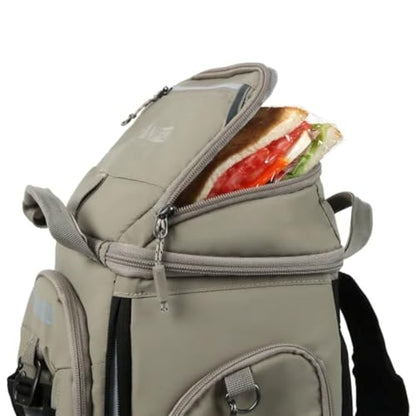 Insulated Backpack Cooler with Ice Walls - color: Taupe-Beige
