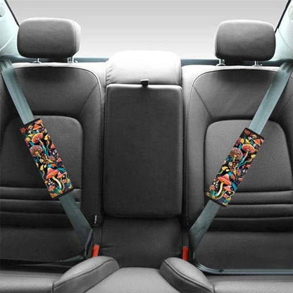 Forchrinse Colorful Mushroom Car Seat Belt Cover,2 Pack Mushroom Seat Strap Cover Pad Cushion,Soft Strap Shoulder Pad Universal Fit - color: Colorful Mushroom
