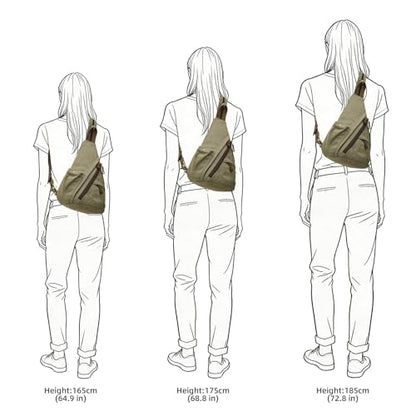 KouLi Buir Canvas Sling Bag - Small Crossbody Backpack Shoulder Casual Daypack Rucksack for Men Women - color: Olive Green