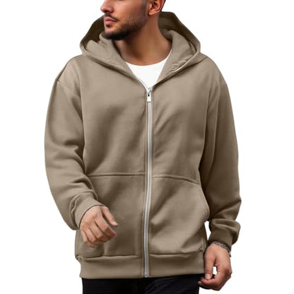 Backpack Hoodie for Men Women Zipper Cardigan Creative Hoodies Lightweight Travel Hooded Sweatshirts with Backpack - color: Khaki, size: Medium