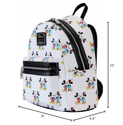 Loungefly Disney Mickey and Minnie Mouse Classic All Over Print Womens Double Strap Shoulder Bag Purse
