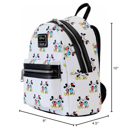 Loungefly Disney Mickey and Minnie Mouse Classic All Over Print Womens Double Strap Shoulder Bag Purse