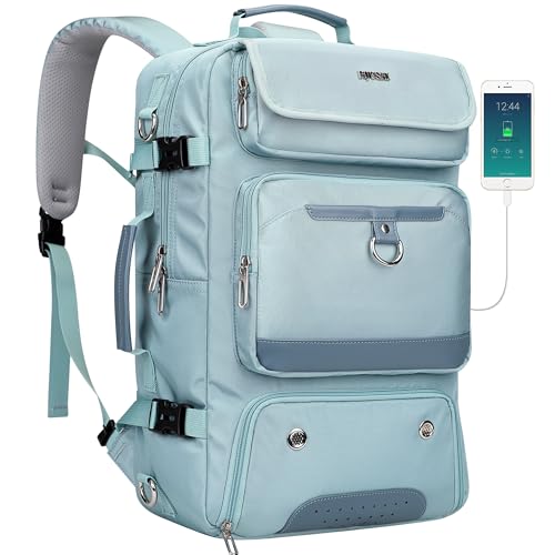 PIJUSHI Carry on Travel Backpack for Women Convertible Duffel Bag Backpack Large Luggage Rucksack Fit 16 Inch Laptop(PE039 Blue) - color: Blue