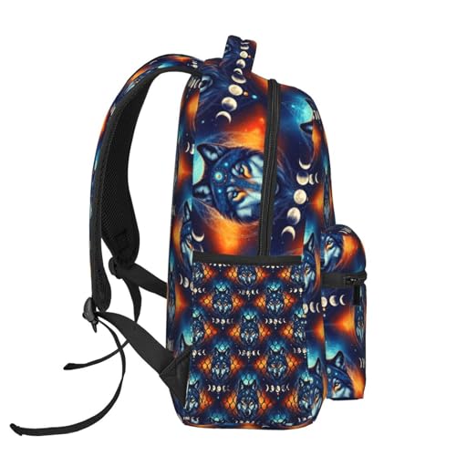 Laptop Backpack Galaxy Wolf Night Sky Space Moon, Water Resistant Office Commuter Daypack with Inner Pocket for Business and Travel - color: Pattern (230)