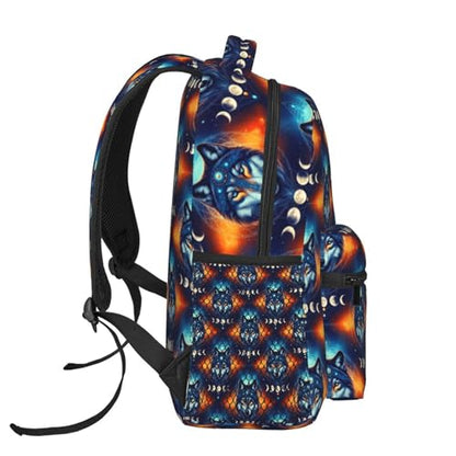 Laptop Backpack Galaxy Wolf Night Sky Space Moon, Water Resistant Office Commuter Daypack with Inner Pocket for Business and Travel - color: Pattern (230)