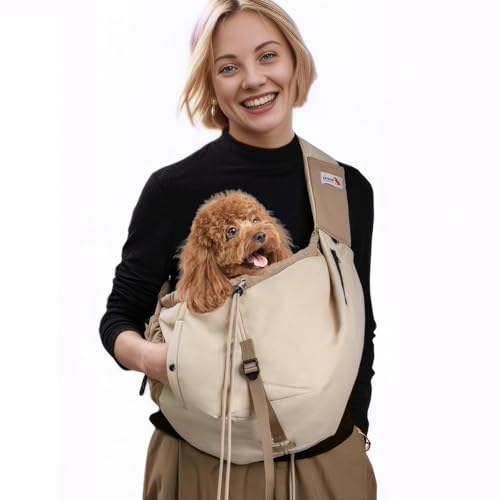 Dog Carrier Sling, Dog Carriers for Small Dogs Up to 20lbs, Beige - color: Beige