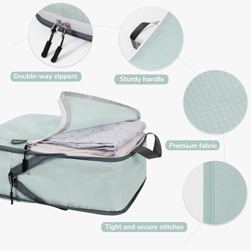 CherryNow 7 Set Compression Travel Packing Cubes for Suitcases, Grey Blue - color: Grey Blue