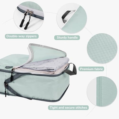 CherryNow 7 Set Compression Travel Packing Cubes for Suitcases, Grey Blue - color: Grey Blue