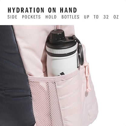 adidas 3-Stripe Classic backpack for men and women, bag with laptop sleeve - color: Sandy Pink/Onix Grey/5.0