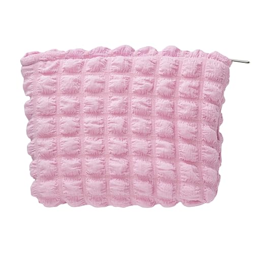 Floral Makeup Bag Large Cotton Zipper Pouch for Purse Travel Canvas Make Up Organizer for Women Cosmetic,Bubble Watermelon Pink - color: Bubble Watermelon Pink