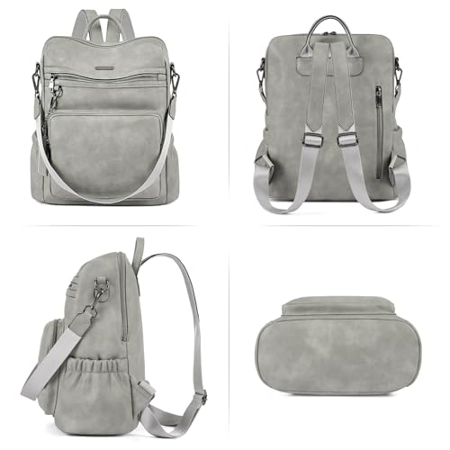 CLUCI Backpack Purse for Women Large Womens Leather Travel Fashion Backpack Purse Designer Ladies Shoulder Bags with Tassel - color: Grey-01