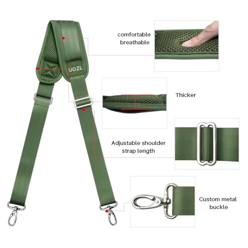 59 Inch Shoulder Straps, Soft with Ultra-Thick Fixed Shoulder Pad, Two Way Independently Adjustable Buckle Replacement Straps for Laptop Bag Messenger Bag Tool Bag Luggage,Green - color: Green, size: 59 inch