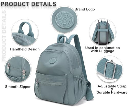 Pealwel Mini Backpack Purse for Women,Small Nylon backpacks for Ladies Backpacks Women Anti Theft Travel Bag (Light Green) - color: Light Green
