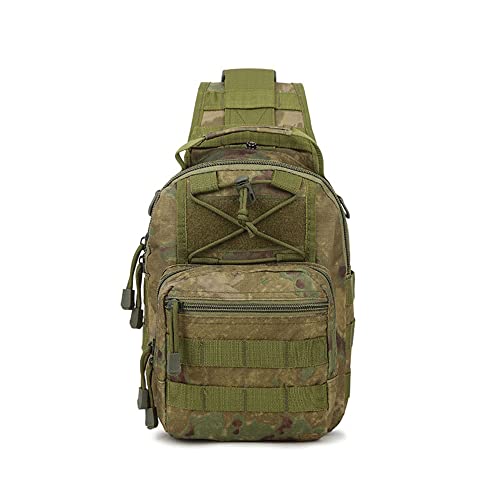 Outdoor Sports Hiking Sling Bag Shoulder Pack Camouflage Tactical Molle Combat Chest Bag - color: A-tacs Fg