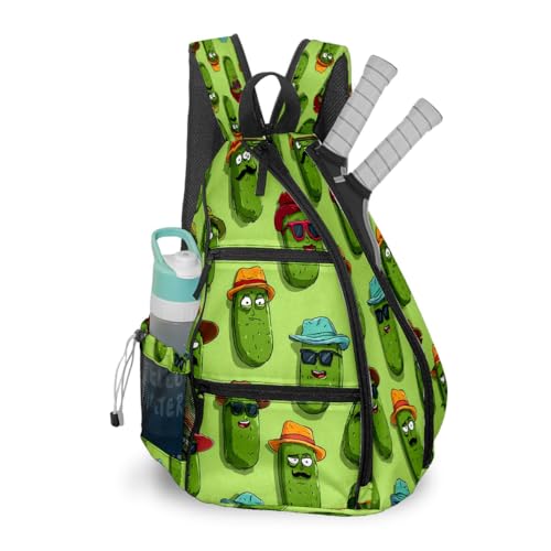 Pickleball Bag for Women & Men – Lightweight Sports Backpack with Paddle Compartments, Dual Carry Modes, Detachable Zippered Strap, Brown Leopard, Great Gift Option for Players - color: Blue Sharks
