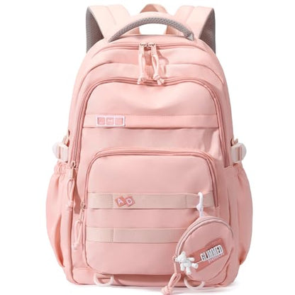 Kids Backpack for Girls - Aesthetic School Backpack for Teens & Elementary Students - Pink Bookbag - color: Pink