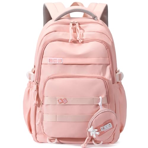 Kids Backpack for Girls - Aesthetic School Backpack for Teens & Elementary Students - Pink Bookbag - color: Pink