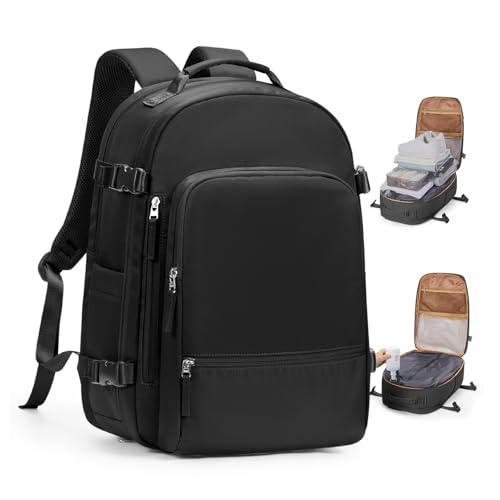 coofay Vacuum Backpack Travel with Pump Vacpack Backpack with Vacuum System Travel Compression Backpacks for Women Mochila De Viaje Carry on Luggage - color: B-black
