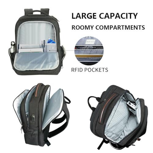 KROSER Laptop Backpack Large Computer Backpack Fits up to 17.3 Inch Laptop with USB Charging Port Water-Repellent Travel Backpack Casual Daypack for Business/College/Women/Men-Charcoal Black - color: A-charcoal Black-17.3"